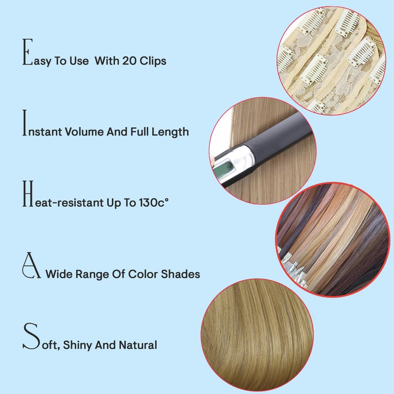 CAISHA XXL 24" 8 Pieces Set Clip In Extensions Hair Extension Hairpiece Straight Light Blond CES8 - Image 4